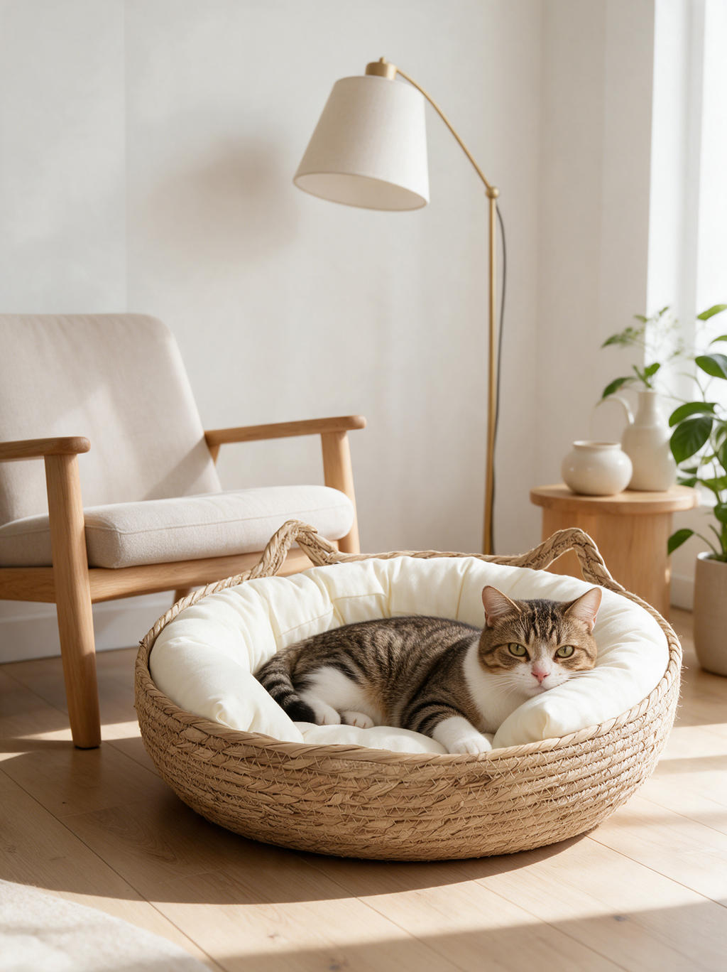 Woven Cat Ear Basket Bed