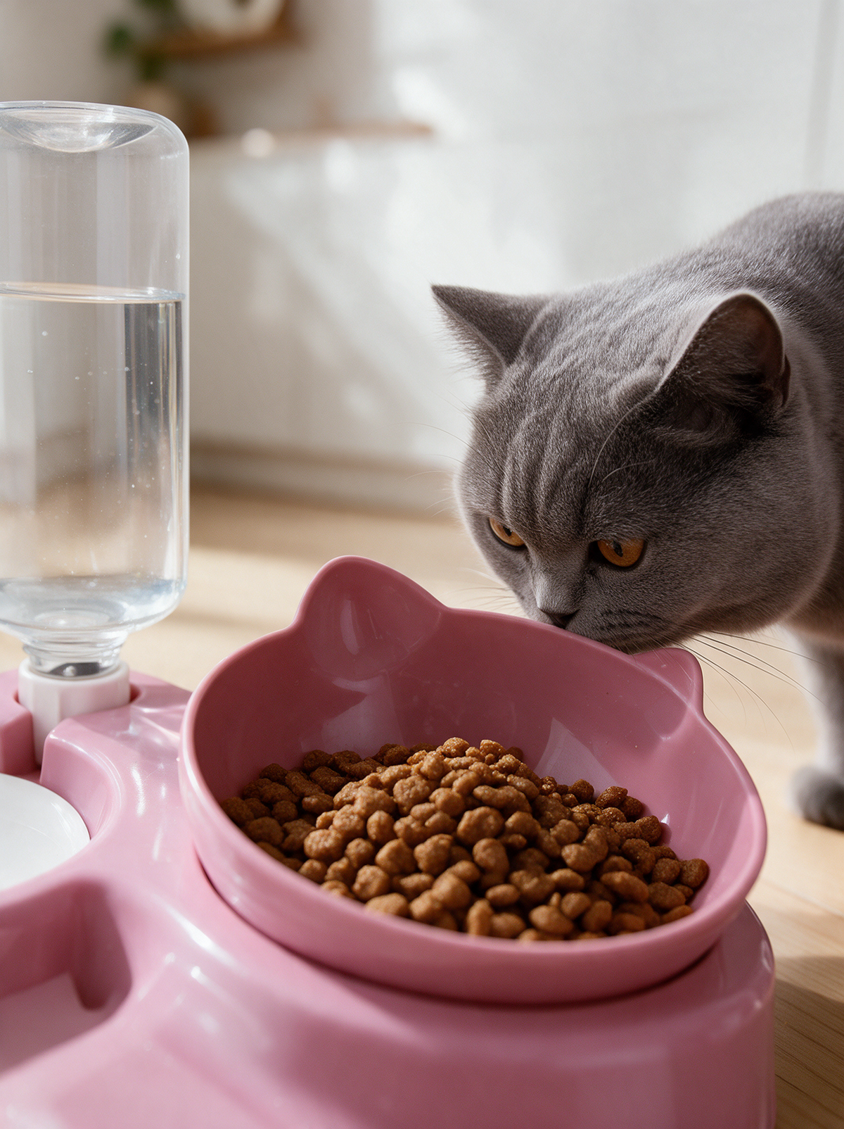 Cat-Ear Bowl Set with Water Bottle