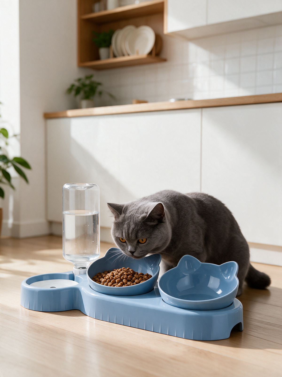 Cat-Ear Bowl Set with Water Bottle